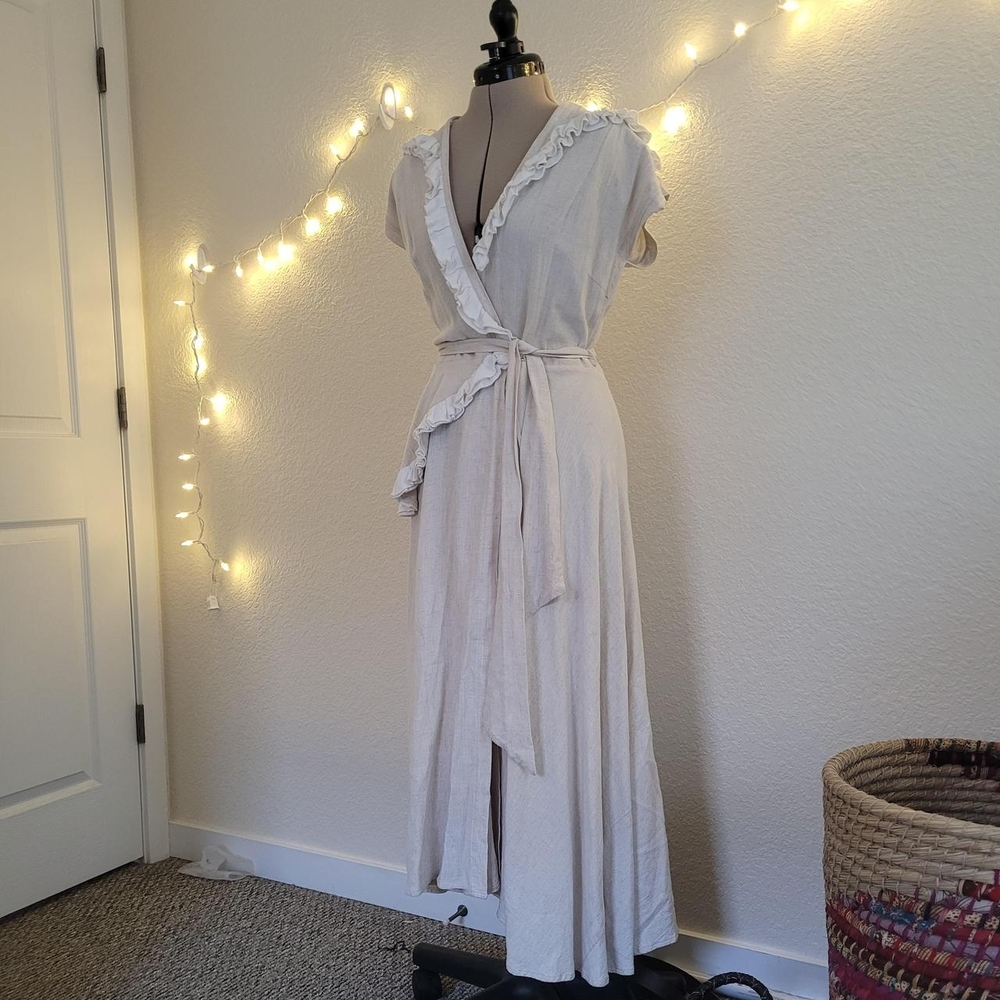 Vintage Cream Ruffle Maxi Dress
